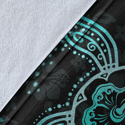 Hawaii Premium Blanket Turtle Hibiscus Blue-Myprintsy