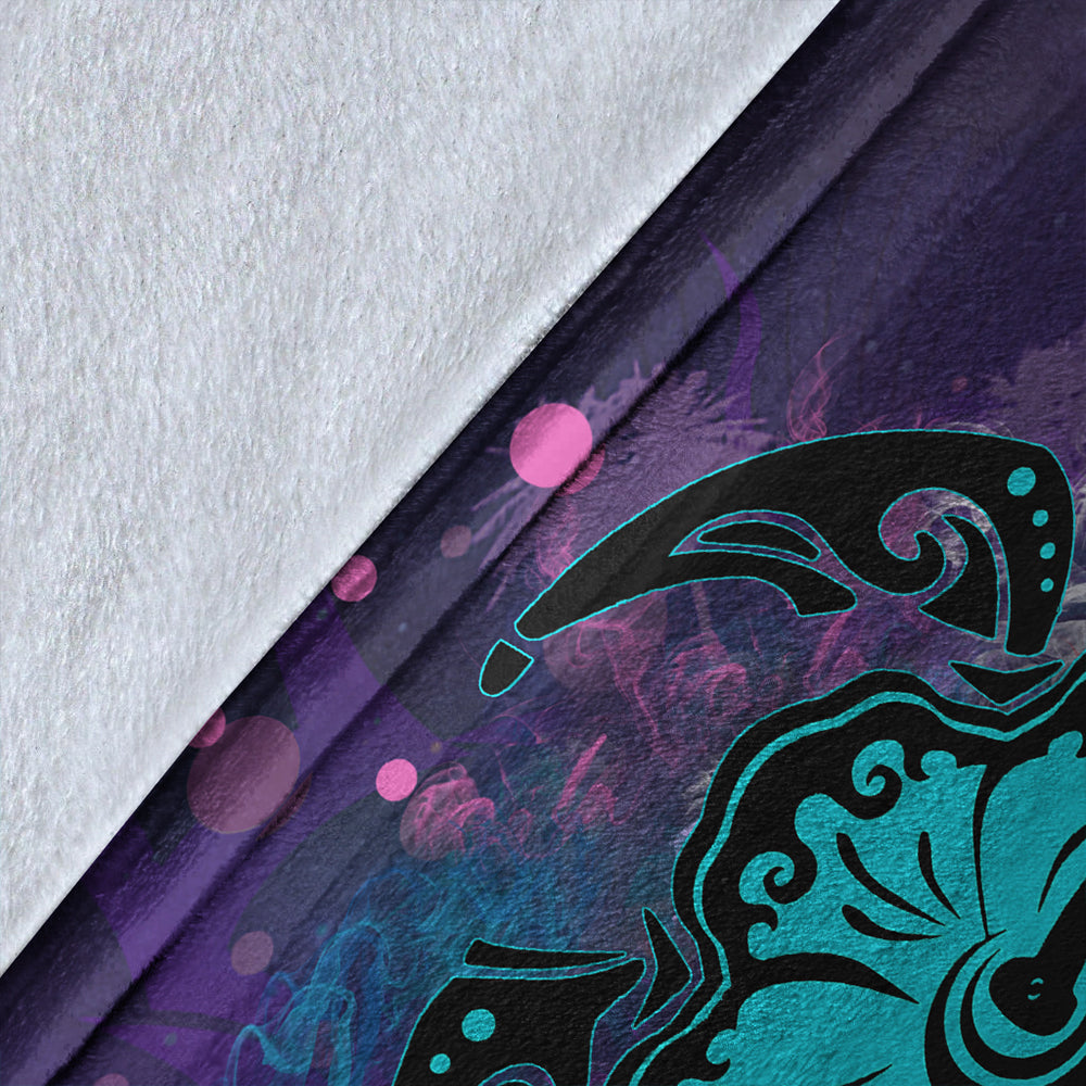Hawaii Premium Blanket Turtle Hibiscus Galaxy Violet-Myprintsy