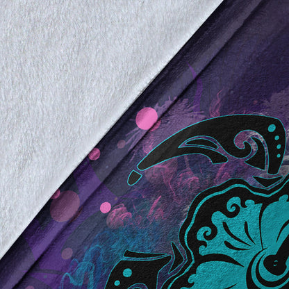 Hawaii Premium Blanket Turtle Hibiscus Galaxy Violet-Myprintsy