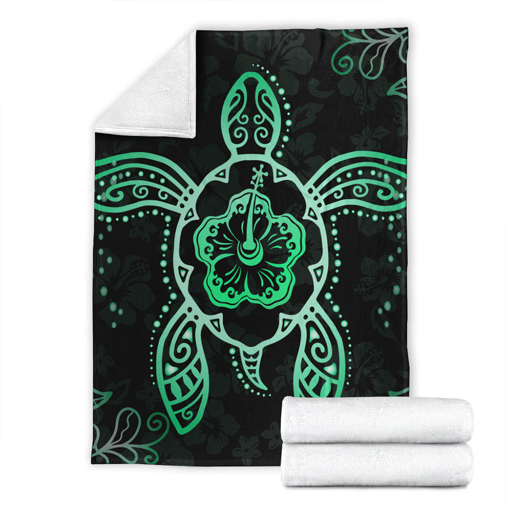 Hawaii Premium Blanket Turtle Hibiscus Green New-Myprintsy