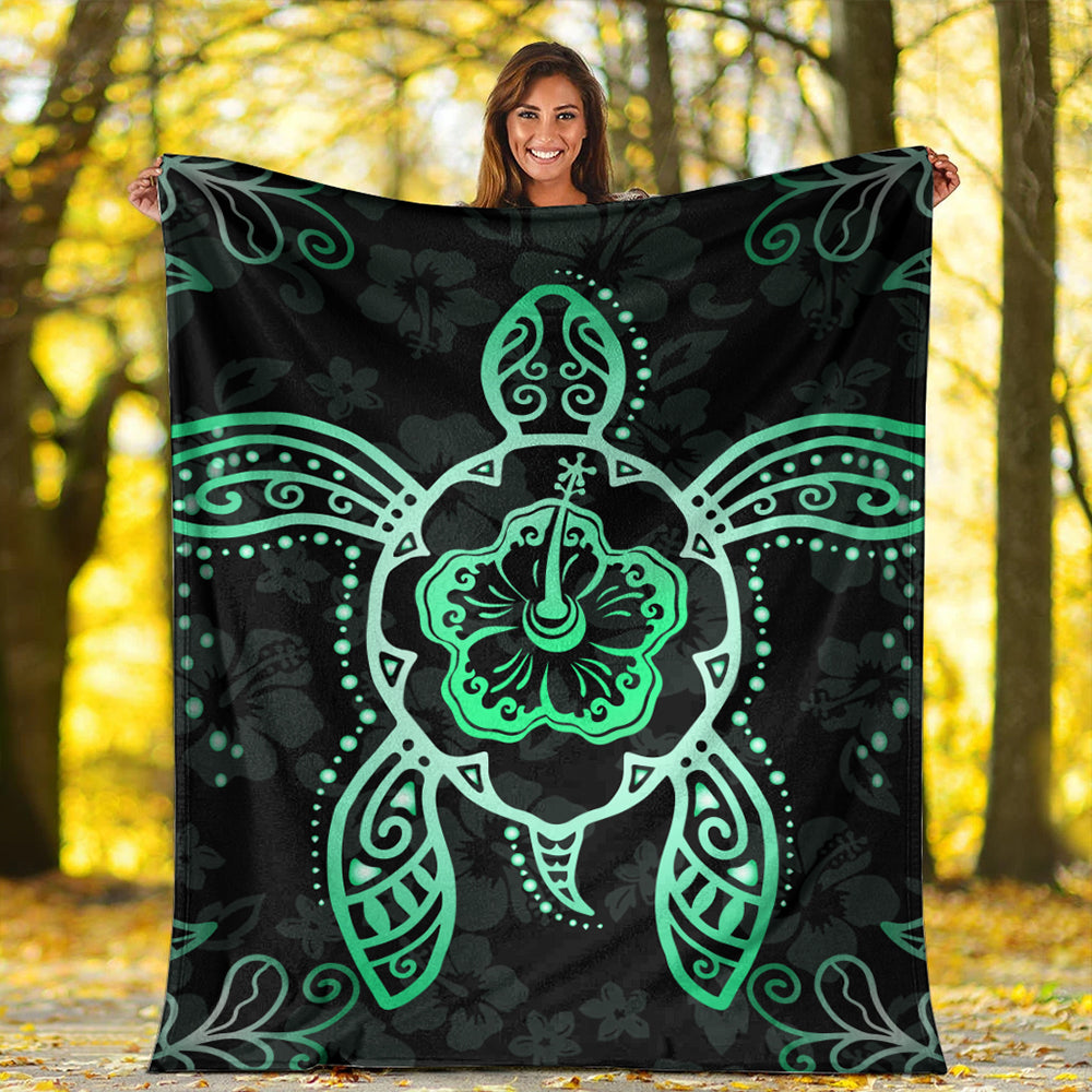 Hawaii Premium Blanket Turtle Hibiscus Green New-Myprintsy