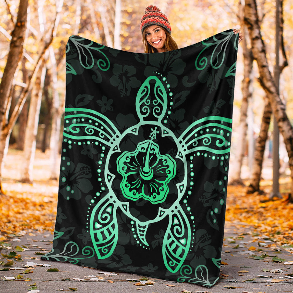 Hawaii Premium Blanket Turtle Hibiscus Green New-Myprintsy