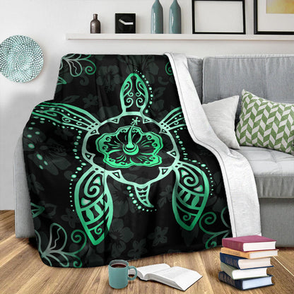 Hawaii Premium Blanket Turtle Hibiscus Green New-Myprintsy