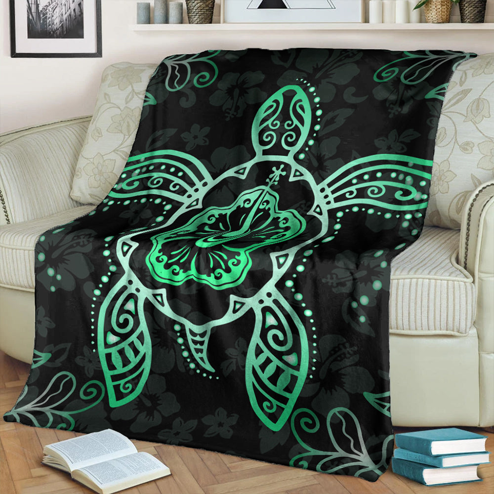 Hawaii Premium Blanket Turtle Hibiscus Green New-Myprintsy