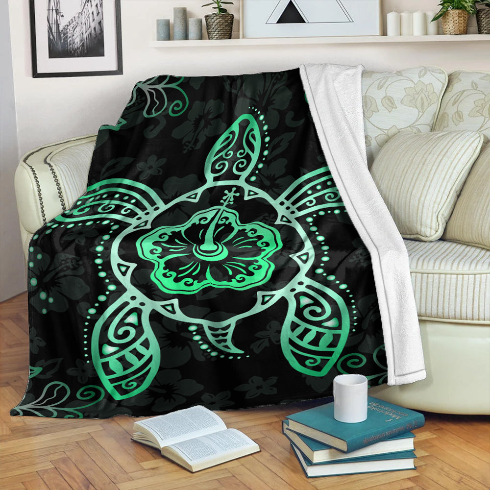 Hawaii Premium Blanket Turtle Hibiscus Green New-Myprintsy