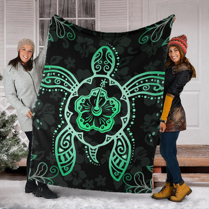 Hawaii Premium Blanket Turtle Hibiscus Green New-Myprintsy