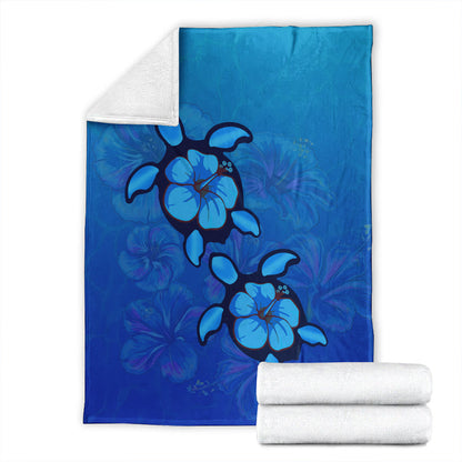 Hawaii Premium Blanket Turtle Hibiscus Ocean-Myprintsy