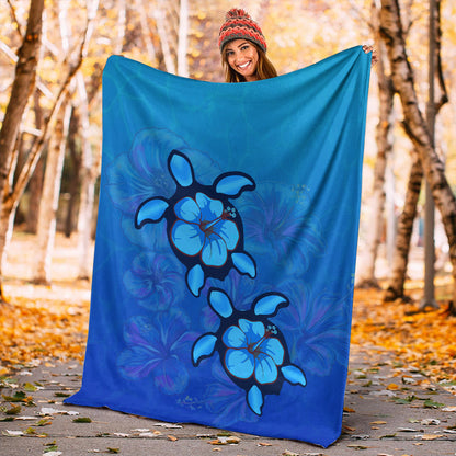 Hawaii Premium Blanket Turtle Hibiscus Ocean-Myprintsy