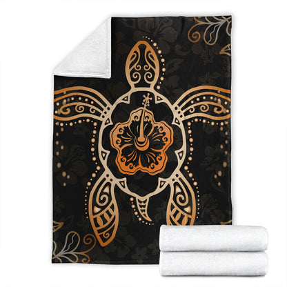 Hawaii Premium Blanket Turtle Hibiscus Orange-Myprintsy