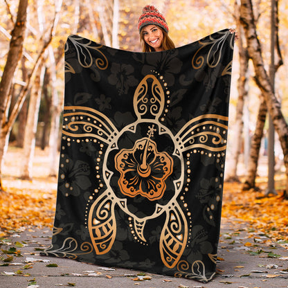 Hawaii Premium Blanket Turtle Hibiscus Orange-Myprintsy
