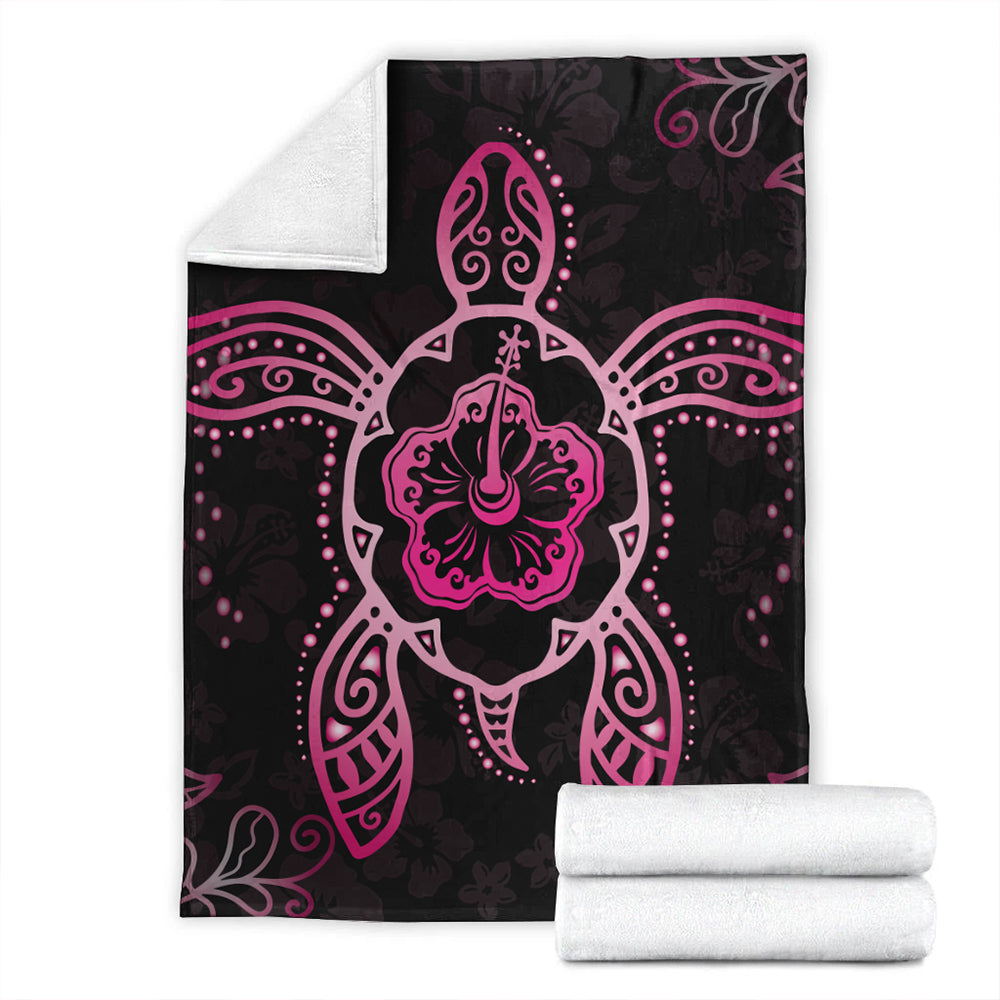 Hawaii Premium Blanket Turtle Hibiscus Pink-Myprintsy