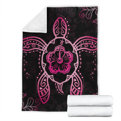 Hawaii Premium Blanket Turtle Hibiscus Pink-Myprintsy