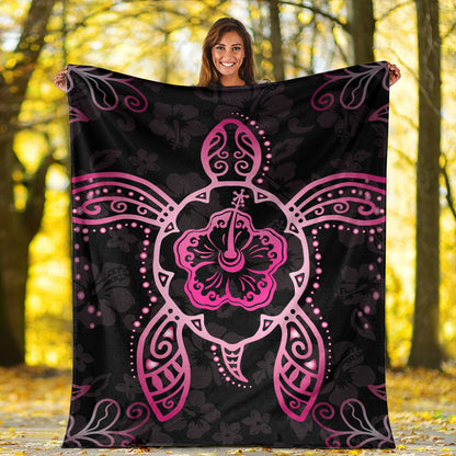 Hawaii Premium Blanket Turtle Hibiscus Pink-Myprintsy