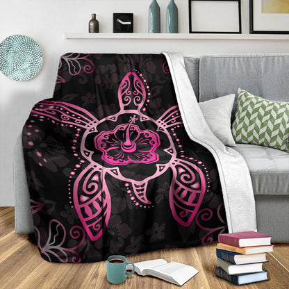Hawaii Premium Blanket Turtle Hibiscus Pink-Myprintsy