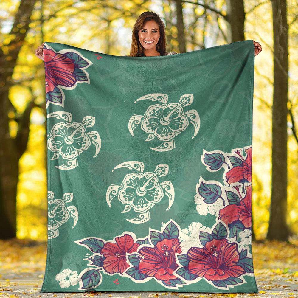 Hawaii Premium Blanket Turtle Hibiscus Summer-Myprintsy