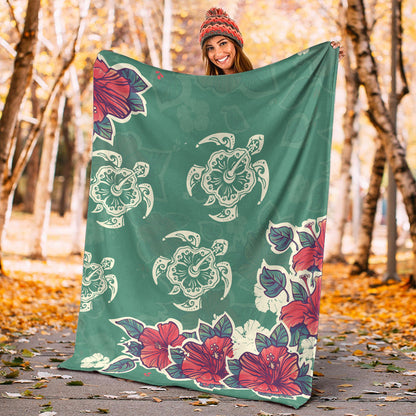 Hawaii Premium Blanket Turtle Hibiscus Summer-Myprintsy