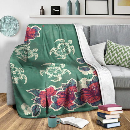 Hawaii Premium Blanket Turtle Hibiscus Summer-Myprintsy