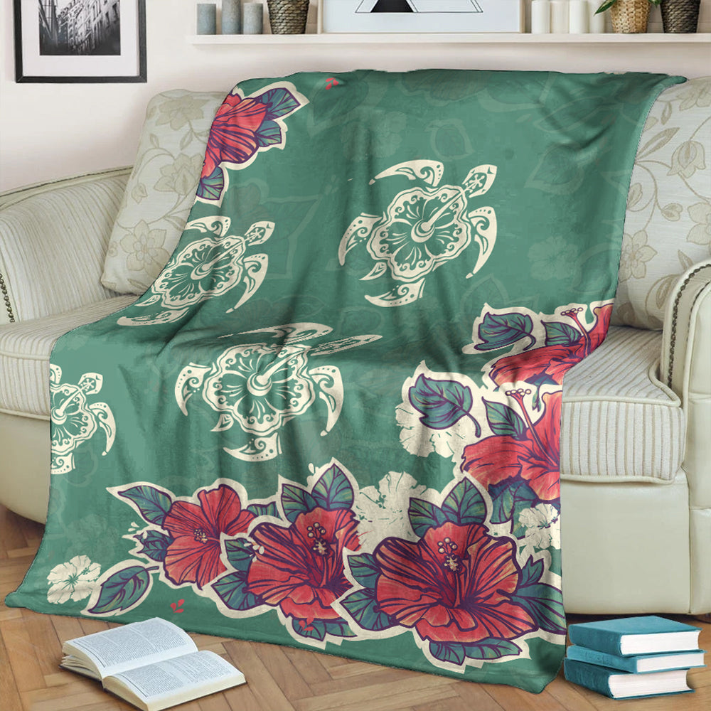 Hawaii Premium Blanket Turtle Hibiscus Summer-Myprintsy