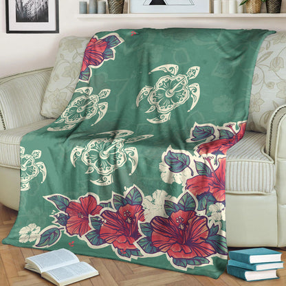 Hawaii Premium Blanket Turtle Hibiscus Summer-Myprintsy