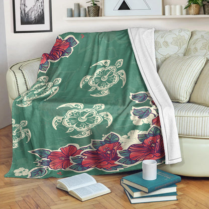 Hawaii Premium Blanket Turtle Hibiscus Summer-Myprintsy