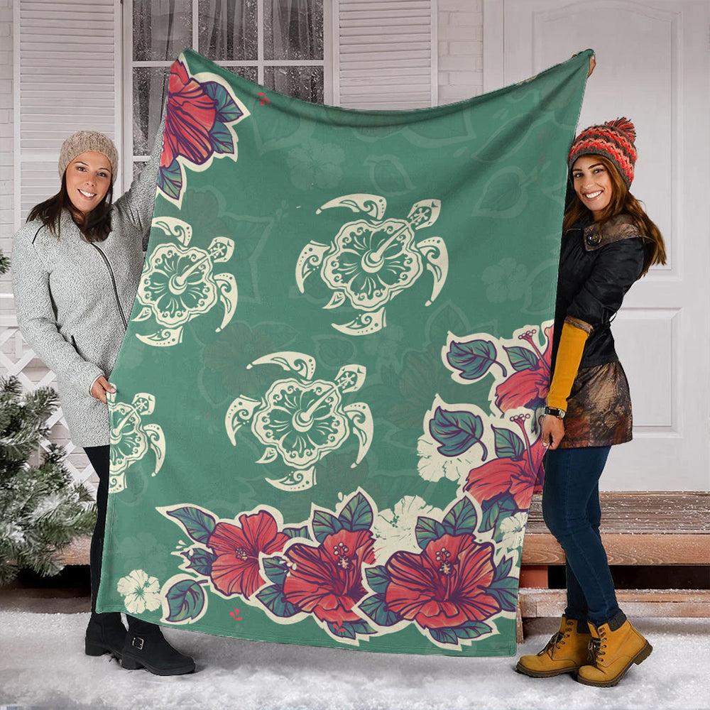 Hawaii Premium Blanket Turtle Hibiscus Summer-Myprintsy