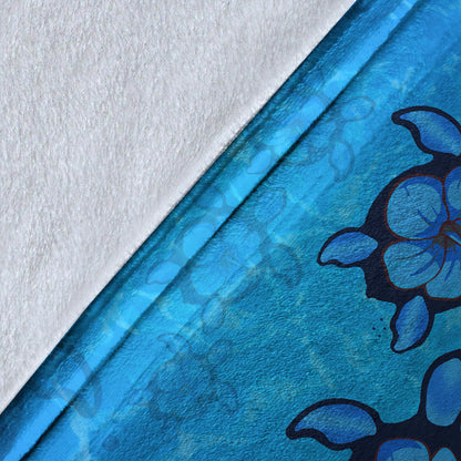 Hawaii Premium Blanket Turtle Hibiscus Swim In Sea-Myprintsy