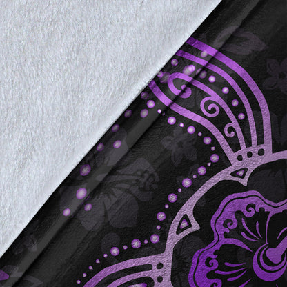 Hawaii Premium Blanket Turtle Hibiscus Violet-Myprintsy