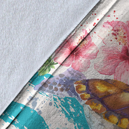 Hawaii Premium Blanket Turtle Hibiscus Waves Polynesian-Myprintsy