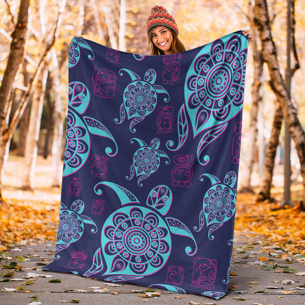 Hawaii Premium Blanket Turtle Neon-Myprintsy