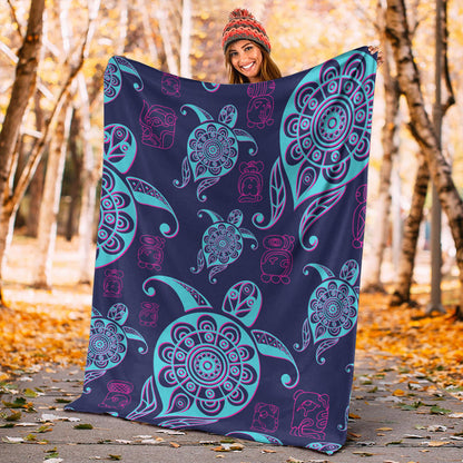 Hawaii Premium Blanket Turtle Neon-Myprintsy