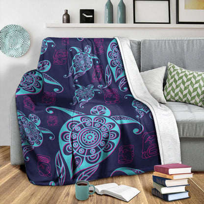 Hawaii Premium Blanket Turtle Neon-Myprintsy