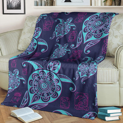 Hawaii Premium Blanket Turtle Neon-Myprintsy