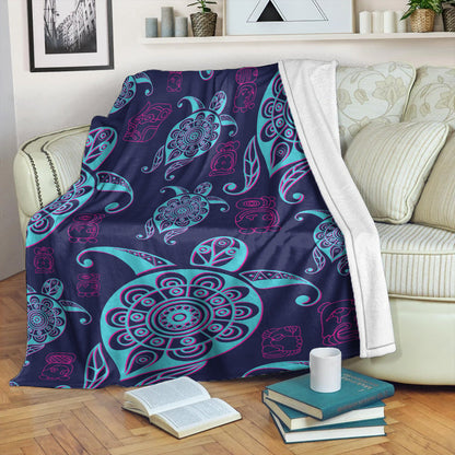 Hawaii Premium Blanket Turtle Neon-Myprintsy