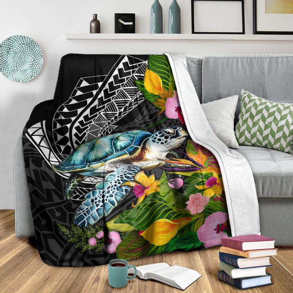 Hawaii Premium Blanket Turtle Ocean Spiral Polynesian Patterns-Myprintsy