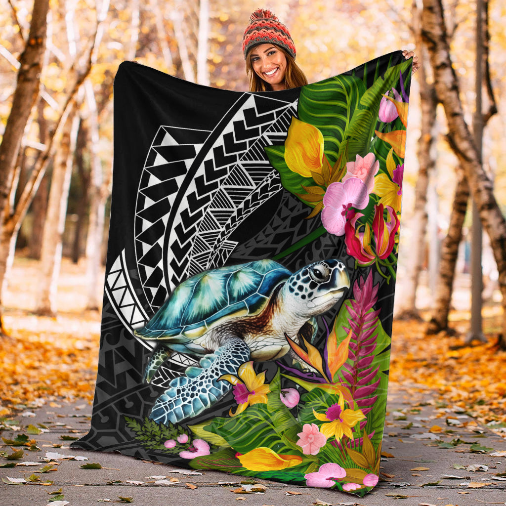 Hawaii Premium Blanket Turtle Ocean Spiral Polynesian Patterns-Myprintsy