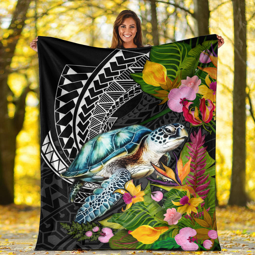 Hawaii Premium Blanket Turtle Ocean Spiral Polynesian Patterns-Myprintsy
