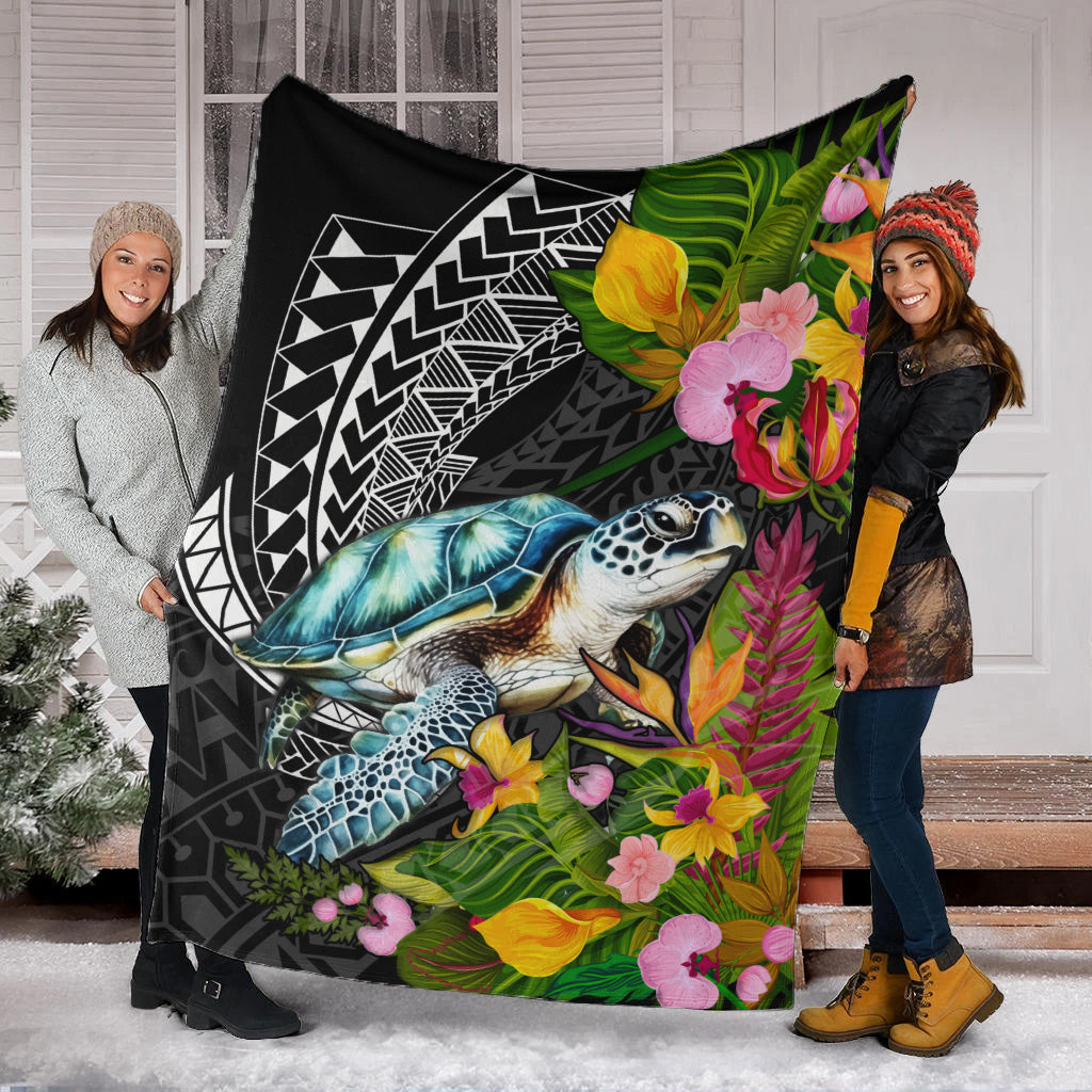 Hawaii Premium Blanket Turtle Ocean Spiral Polynesian Patterns-Myprintsy