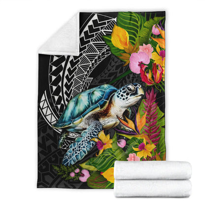 Hawaii Premium Blanket Turtle Ocean Spiral Polynesian Patterns-Myprintsy