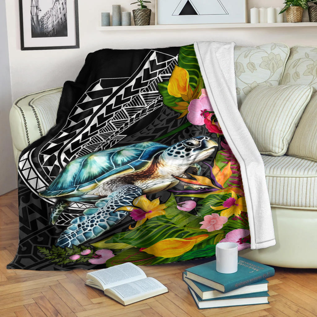 Hawaii Premium Blanket Turtle Ocean Spiral Polynesian Patterns-Myprintsy