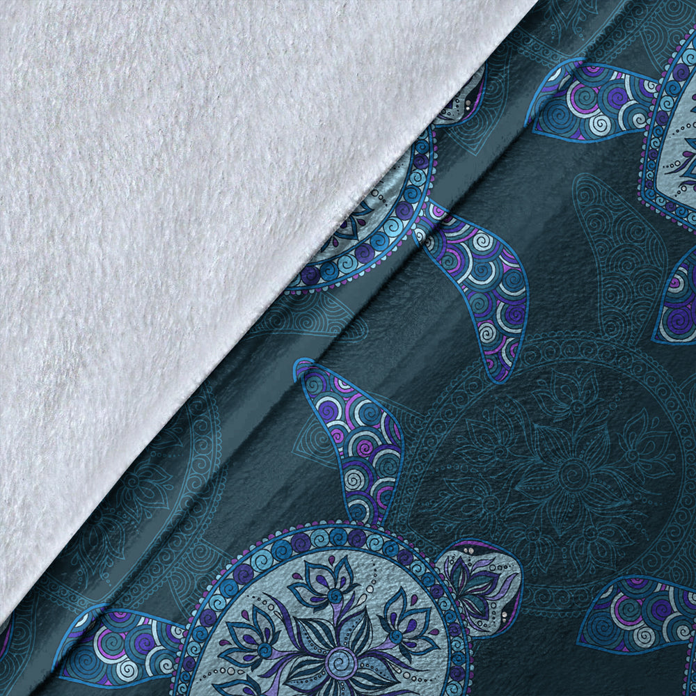 Hawaii Premium Blanket Turtle Plumeria Blue-Myprintsy