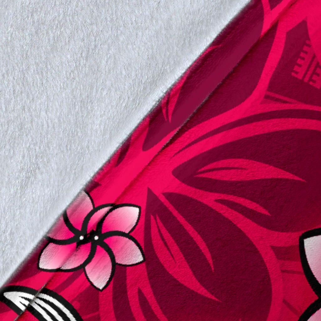 Hawaii Premium Blanket - Turtle Plumeria Polynesian Tattoo Pink Color-Myprintsy