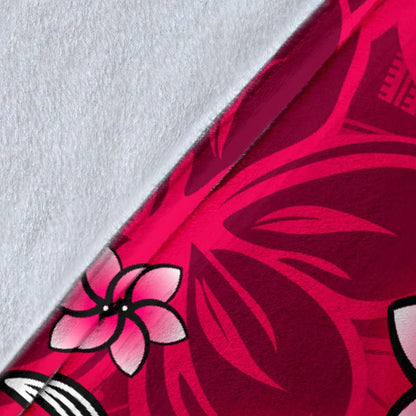 Hawaii Premium Blanket - Turtle Plumeria Polynesian Tattoo Pink Color-Myprintsy