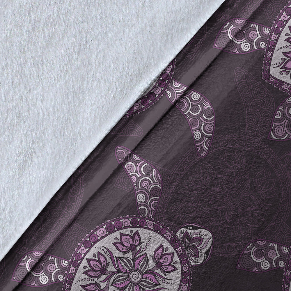 Hawaii Premium Blanket Turtle Plumeria Violet-Myprintsy