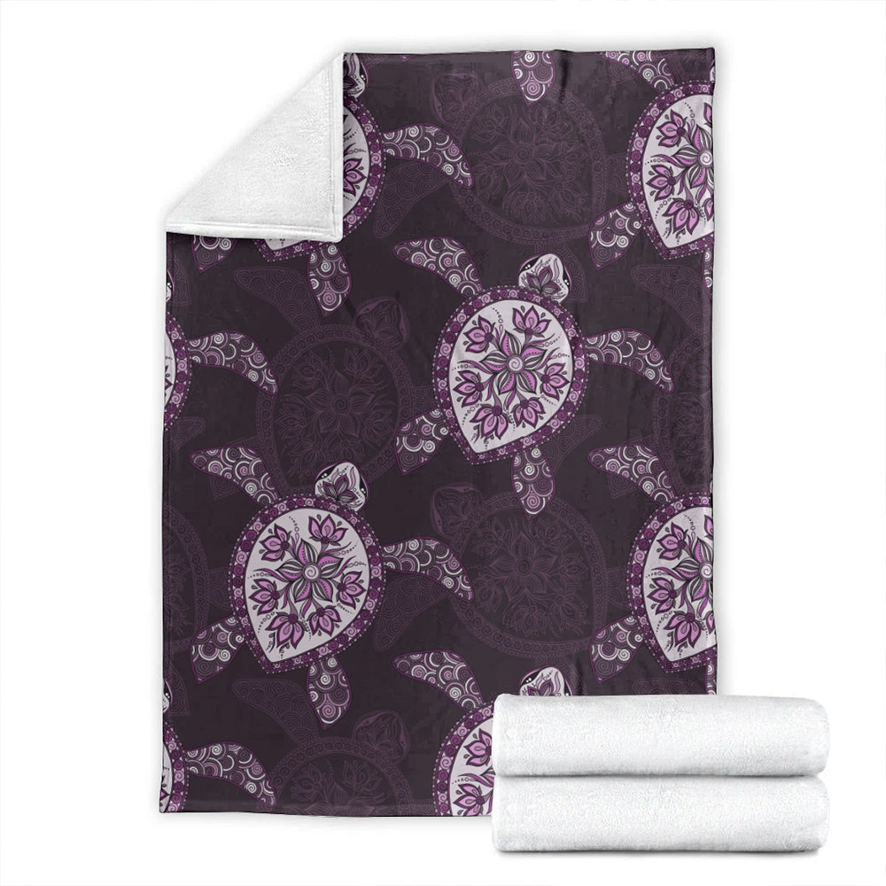 Hawaii Premium Blanket Turtle Plumeria Violet-Myprintsy