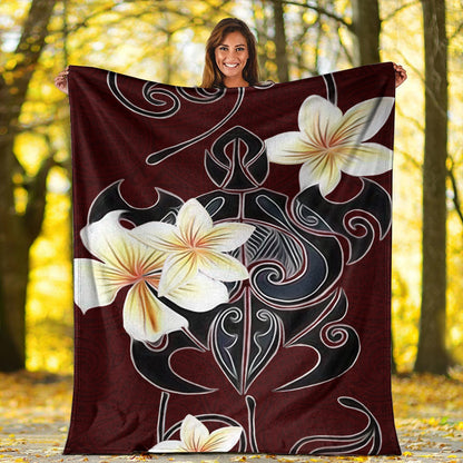 Hawaii Premium Blanket Turtle Poly Trinal Plumeria Red-Myprintsy