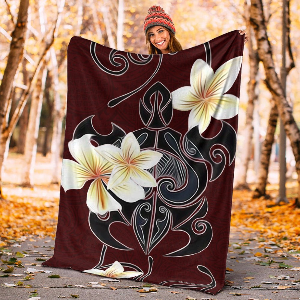 Hawaii Premium Blanket Turtle Poly Trinal Plumeria Red-Myprintsy