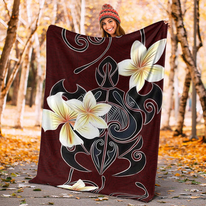 Hawaii Premium Blanket Turtle Poly Trinal Plumeria Red-Myprintsy