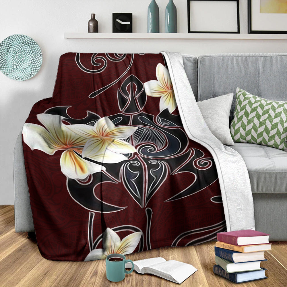 Hawaii Premium Blanket Turtle Poly Trinal Plumeria Red-Myprintsy