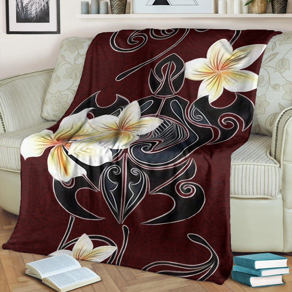 Hawaii Premium Blanket Turtle Poly Trinal Plumeria Red-Myprintsy