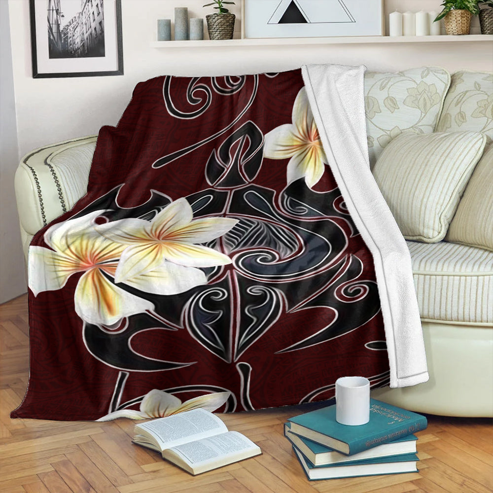 Hawaii Premium Blanket Turtle Poly Trinal Plumeria Red-Myprintsy